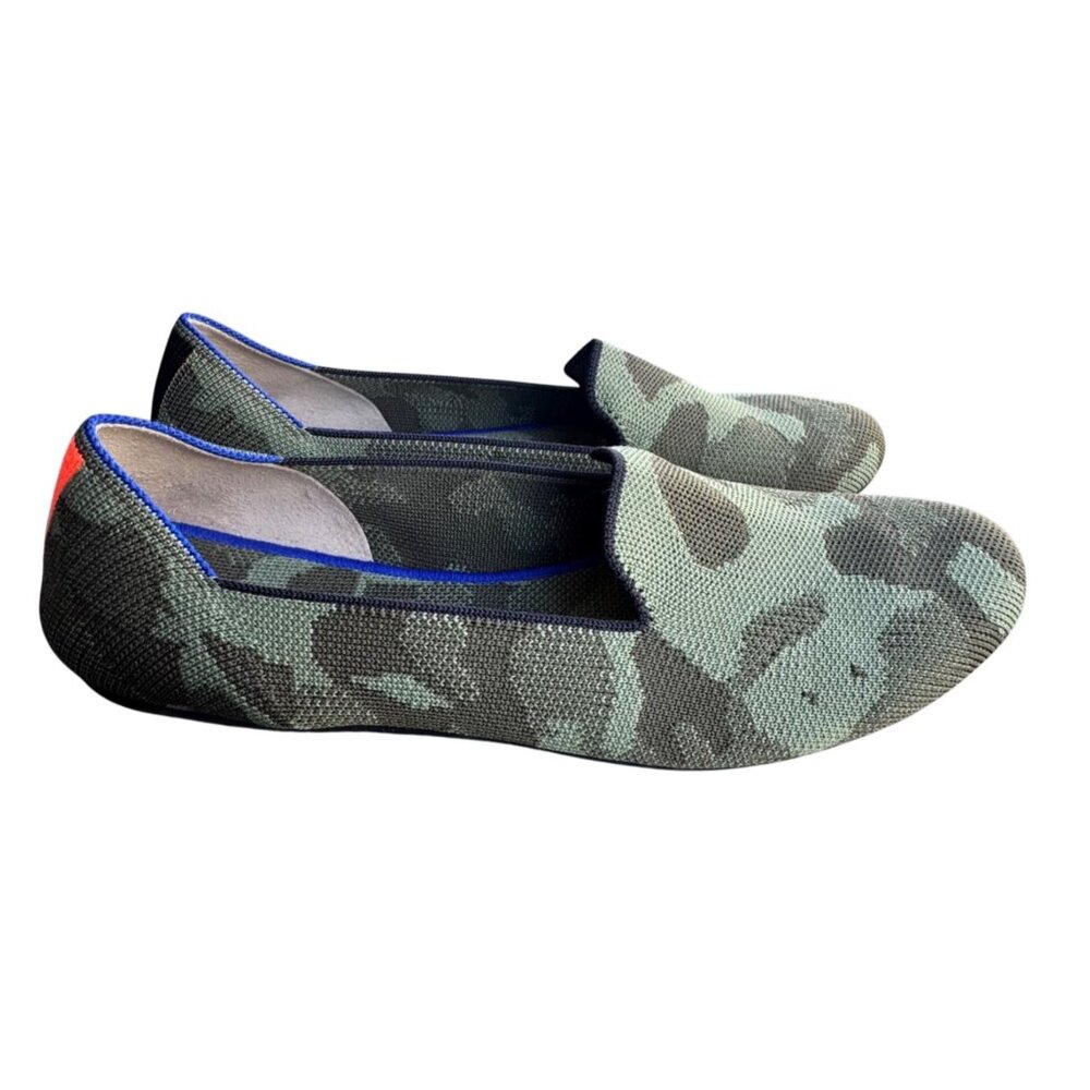 Rothy's Loafer Shoes Women's Size 9 Green Camo Knit Slip On Flats Round Toe Eco - Picture 5 of 9